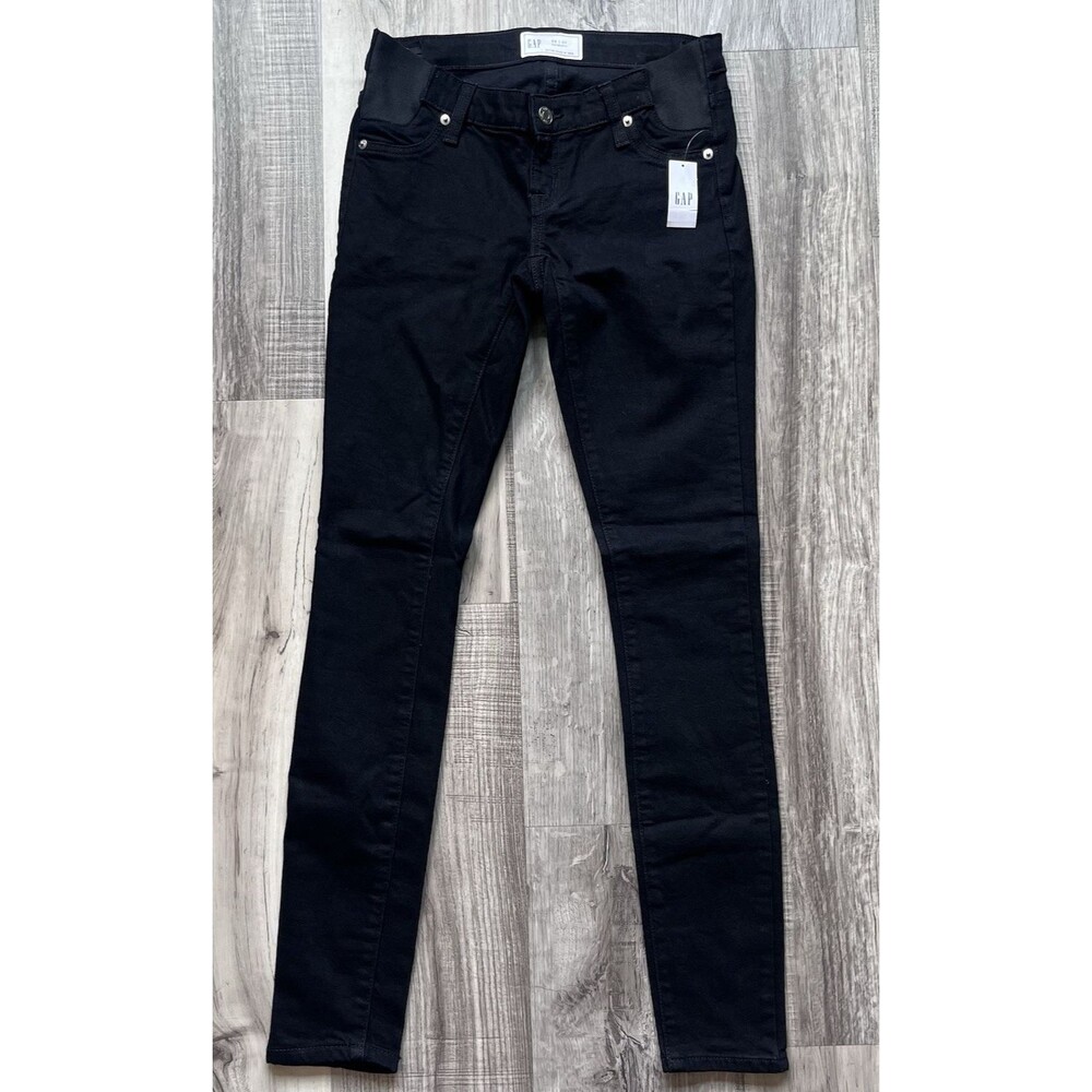 NWT Gap Maternity Skinny Jeans Black Size 0 Stretch w/ Inset Panel MSRP $79